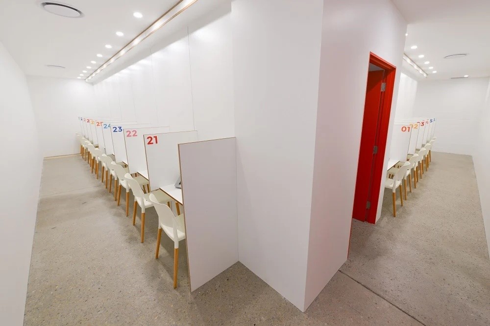 Individual testing booths in PLAY's purpose-built 30-seat CLT facility in Sydney